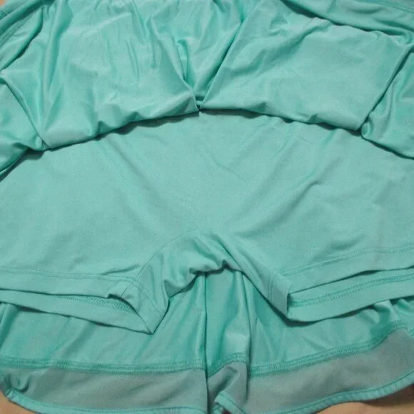 Gottex skort NEW aqua blue pull on & stretchy, pleated skirt size L - Picture 6 of 7